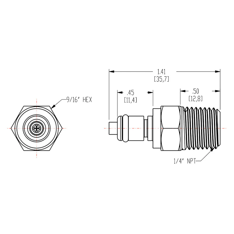 1/4" MNPT In-Line NSF-listed MC Series Chrome-Plated Brass Insert - Shutoff (Body Sold Separately)