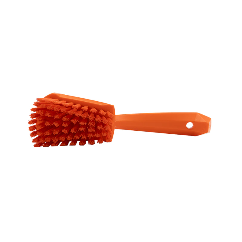 Orange Polypropylene Vikan® Hand Brush with Stiff Polyester Bristles & Short Handle