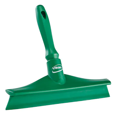 9.6" Green Polypropylene Vikan® Ultra Hygiene Table Squeegee with Single TPE Rubber Blade & Mini Handle