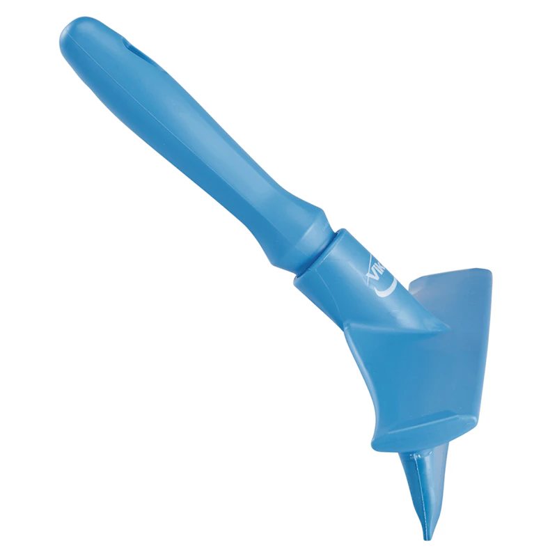 9.6" Blue Polypropylene Vikan® Ultra Hygiene Table Squeegee with Single TPE Rubber Blade & Mini Handle