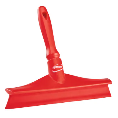 9.6" Red Polypropylene Vikan® Ultra Hygiene Table Squeegee with Single TPE Rubber Blade & Mini Handle