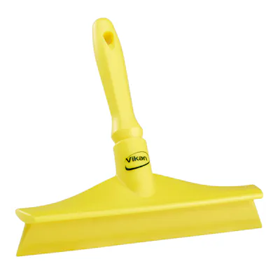 9.6" Yellow Polypropylene Vikan® Ultra Hygiene Table Squeegee with Single TPE Rubber Blade & Mini Handle