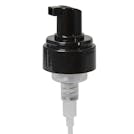 43mm Black Polypropylene Dispensing Foaming Pump with 7-3/8" Dip Tube, 0.7mL Output & Clear Over-Cap