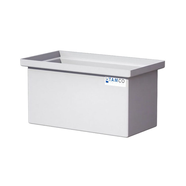 15 Gallon Natural LLDPE Rectangular Tamco® Heavy-Duty Tank with Internal Flange - 24" L x 12" W x 12" Hgt. (Cover Sold Separately)