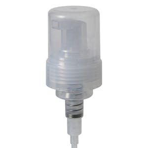 43mm Natural Polypropylene Dispensing Foaming Pump with 6-1/4" Dip Tube, 0.7mL Output & Transparent Over-Cap