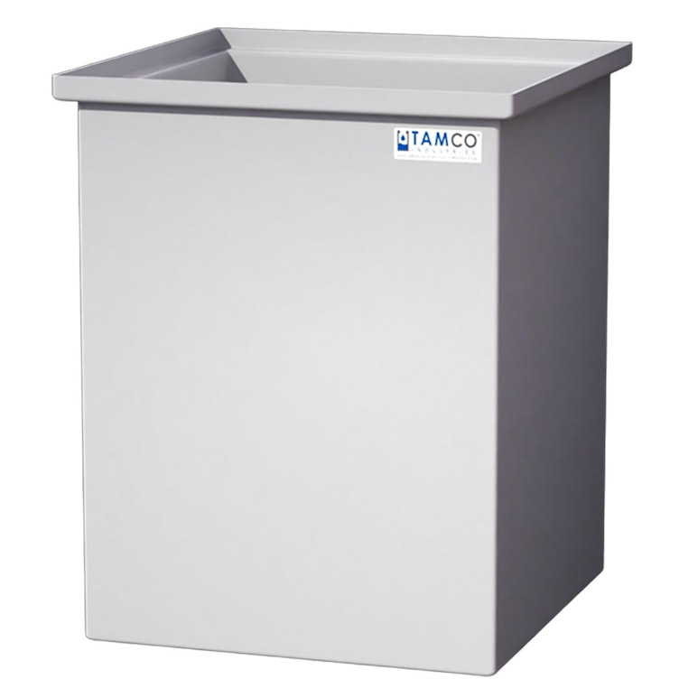 75 Gallon Natural LLDPE Rectangular Tamco® Heavy-Duty Tank with Internal Flange - 24" L x 24" W x 30" Hgt. (Cover Sold Separately)