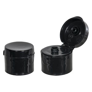 20/410 Black Smooth Snap-Top Dispensing Cap with 0.125" Orifice
