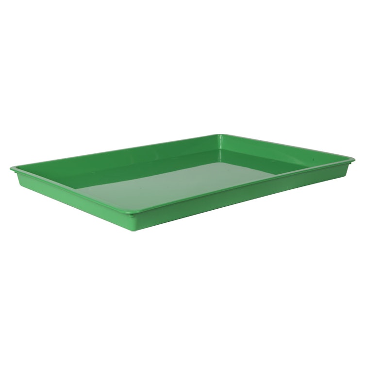 Shallow Green Polypropylene Tray - 17-1/2" L x 12-1/2" W x 1-1/4" Hgt.