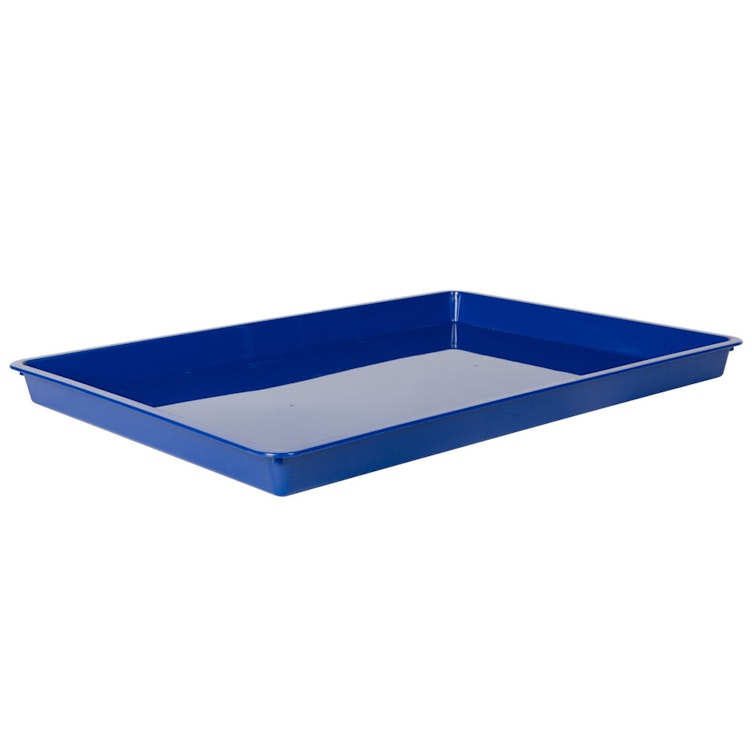 Shallow Blue Polypropylene Tray - 17-1/2" L x 12-1/2" W x 1-1/4" Hgt.