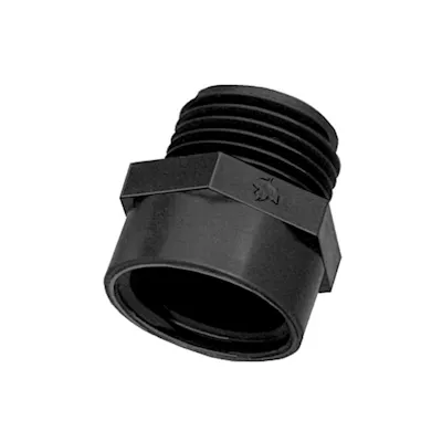 3/4" MNPT x 3/4" FGHT Black Polypropylene Adapter