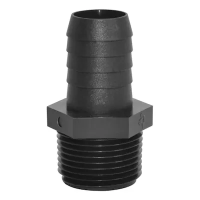 1/4" Hose Barb x 3/4" MGHT Black Polypropylene Adapter