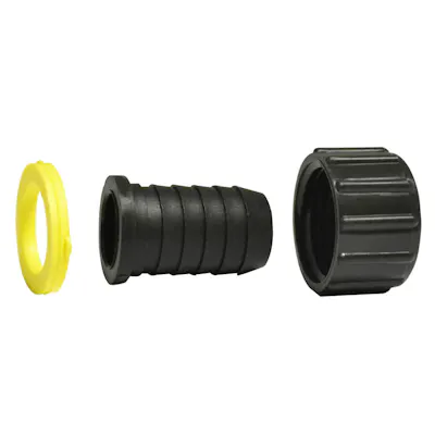 1/4" Hose Barb x 3/4" FGHT Black Polypropylene Swivel Female Insert with 4 Barbs