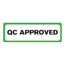 "QC Approved" Rectangular Water-Resistant Polypropylene Label with Green Border - 3" x 1"