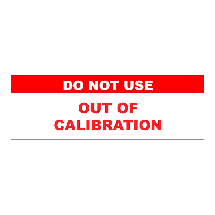 "Do Not Use - Out of Calibration" Rectangular Water-Resistant Polypropylene Label with Red Header - 3" x 1"