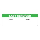 "Last Serviced" with "Date" & "Name" Blocks Rectangular Water-Resistant Polypropylene Write-On Label with Green Header - 3" x 1"