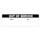 "Out of Service" with "Date" & "By" Blocks Rectangular Water-Resistant Polypropylene Write-On Label with Black Header - 3" x 1"