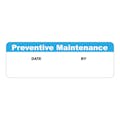 "Preventative Maintenance" with "Date" & "By" Blocks Rectangular Water-Resistant Polypropylene Write-On Label with Blue Header - 3" x 1"