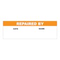 "Repaired By" with "Date" & "Name" Blocks Rectangular Water-Resistant Polypropylene Write-On Label with Orange Header - 3" x 1"