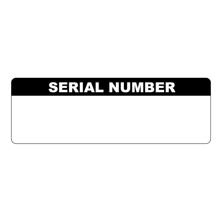 "Serial Number" with Write-On Block Rectangular Water-Resistant Polypropylene Write-On Label with Black Header - 3" x 1"