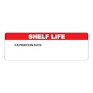 "Shelf Life" with "Expiration Date" Block Rectangular Water-Resistant Polypropylene Write-On Label with Red Header - 3" x 1"