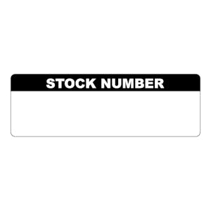 "Stock Number" with Write-On Block Rectangular Water-Resistant Polypropylene Write-On Label with Black Header - 3" x 1"
