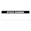 "Stock Number" with Write-On Block Rectangular Water-Resistant Polypropylene Write-On Label with Black Header - 3" x 1"