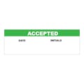 "Accepted" with "Date" & "Initials" Blocks Rectangular Water-Resistant Polypropylene Write-On Label with Green Header - 3" x 1"