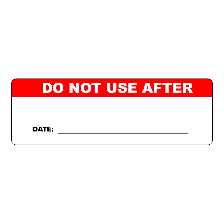 "Do Not Use After" with "Date ____" Rectangular Water-Resistant Polypropylene Write-On Label with Red Header - 3" x 1"