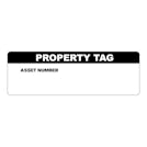 "Property Tag" with "Asset Number" Block Rectangular Water-Resistant Polypropylene Write-On Label with Black Header - 3" x 1"