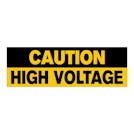 "Caution - High Voltage" Rectangular Water-Resistant Polypropylene Label with Black & Yellow Background & Font - 3" x 1"