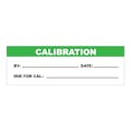 "Calibration" with "By __," "Date __" & "Due for Cal __" Rectangular Water-Resistant Polypropylene Write-On Label with Green Header - 3" x 1"
