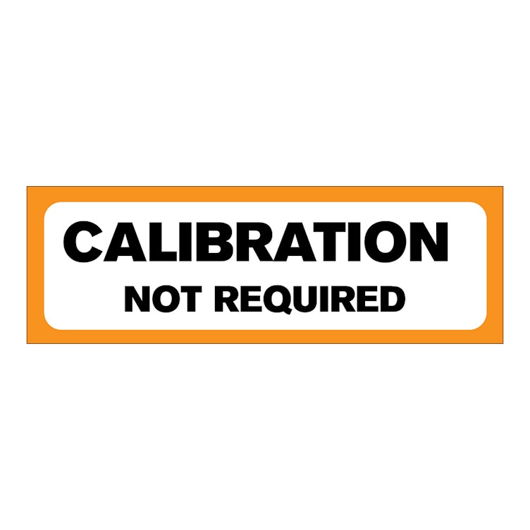 "Calibration Not Required" Rectangular Water-Resistant Polypropylene Label with Orange Border - 3" x 1"