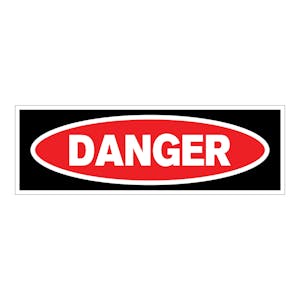 "Danger" Rectangular Water-Resistant Polypropylene Label with Black & Red Background - 3" x 1"
