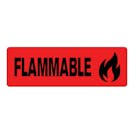 "Flammable" Rectangular Water-Resistant Polypropylene Label with Symbol & Red Background - 3" x 1"