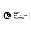 "Foot Protection Required" Rectangular Water-Resistant Polypropylene Label with Symbol & Black Font - 3" x 1"