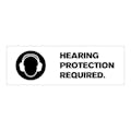 "Hearing Protection Required" Rectangular Water-Resistant Polypropylene Label with Symbol & Black Font - 3" x 1"