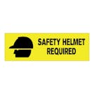 "Safety Helmet Required" Rectangular Water-Resistant Polypropylene Label with Symbol & Yellow Background - 3" x 1"