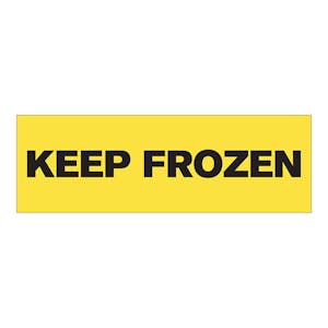 "Keep Frozen" Rectangular Water-Resistant Polypropylene Label with Yellow Background - 3" x 1"