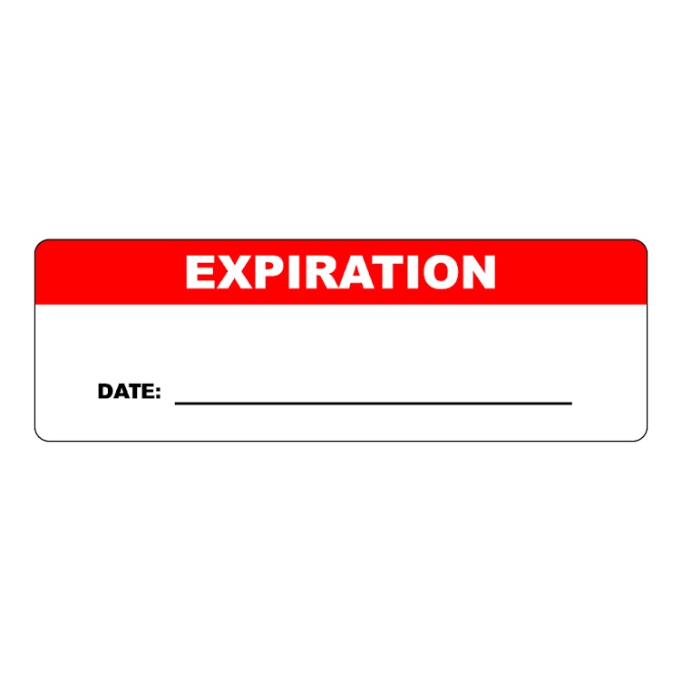 "Expiration" with "Date ____" Rectangular Water-Resistant Polypropylene Write-On Label with Red Header - 3" x 1"