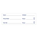 Food Preparation Information with "Item __," "Initals __," "Prep Date __," "Use By __" & "Times __" Rectangular Water-Resistant Polypropylene Write-On Label with Blue Font - 3" x 1"