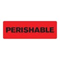 "Perishable" Rectangular Water-Resistant Polypropylene Label with Red Background - 3" x 1"