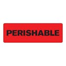 "Perishable" Rectangular Water-Resistant Polypropylene Label with Red Background - 3" x 1"