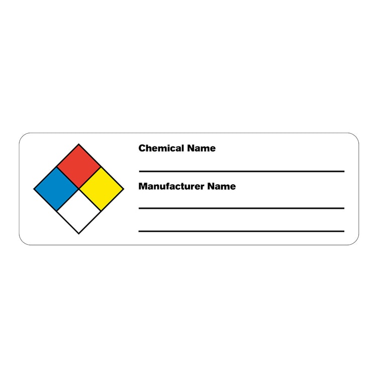 "Chemical Name __" & "Manufacturer Name __" Rectangular Water-Resistant Polypropylene Write-On Label - 3" x 1"