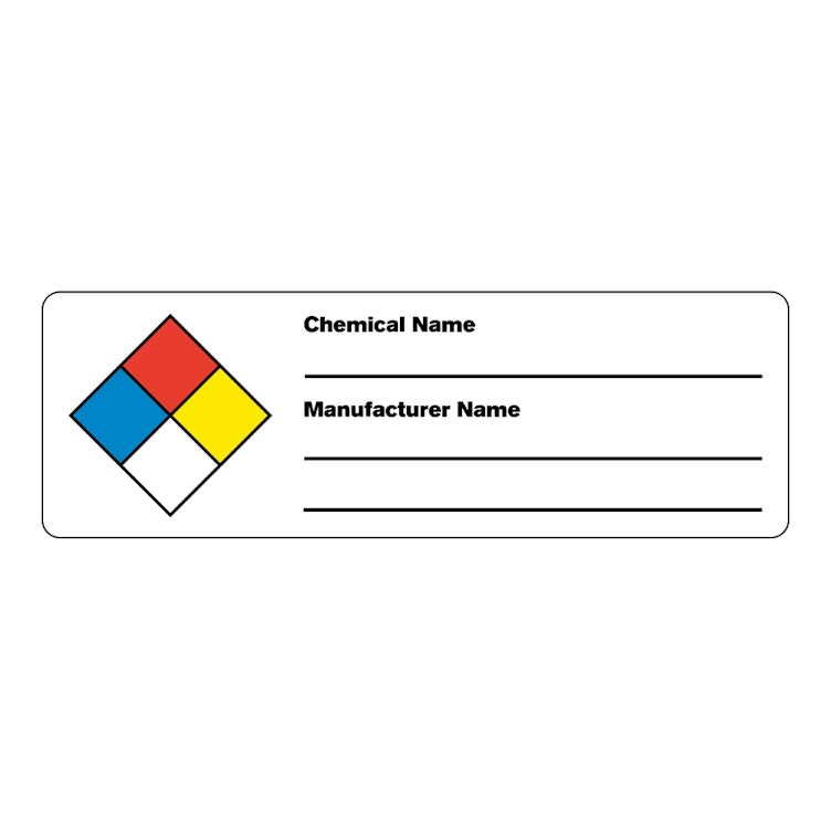 "Chemical Name __" & "Manufacturer Name __" Rectangular Water-Resistant Polypropylene Write-On Label - 3" x 1"