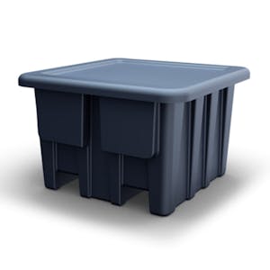 Black Meese X-Ray Detectable Bulk Container with Lid (1500 lbs. Capacity) - 47" L x 47" W x 30" Hgt.