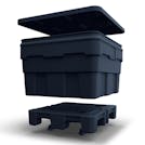 Black Meese X-Ray Detectable Bulk Container with Lid (2000 lbs. Capacity) - 50" L x 45" W x 36-1/4" Hgt.