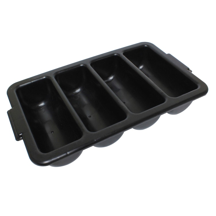 Gray 4-Compartment Cutlery Tray - 21" L x 11-3/4" W x 3-3/4" Hgt.