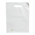 9" W x 12" L 2.25 mil White LDPE (25% PCR Material) Merchandise Bags with Handle - Case of 1000