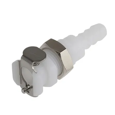 1/8" Hose Barb NSF-listed PMC Series Acetal Panel Mount Body - Shutoff (Insert Sold Separately)