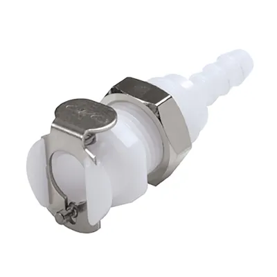 3/16" Hose Barb NSF-listed PMC Series Acetal Panel Mount Body - Shutoff (Insert Sold Separately)